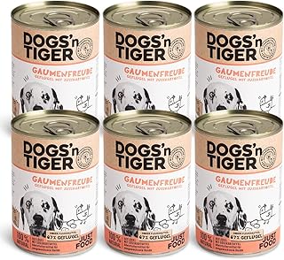Dogs'n Tiger Adult Premium Wet Food for Dogs, Gaumenfreude, Dog Wet Food, Formula with 67% Meat Content of Poultry, No Sugar, Cereals and Artificial Flavours, 6 x 400 g product image