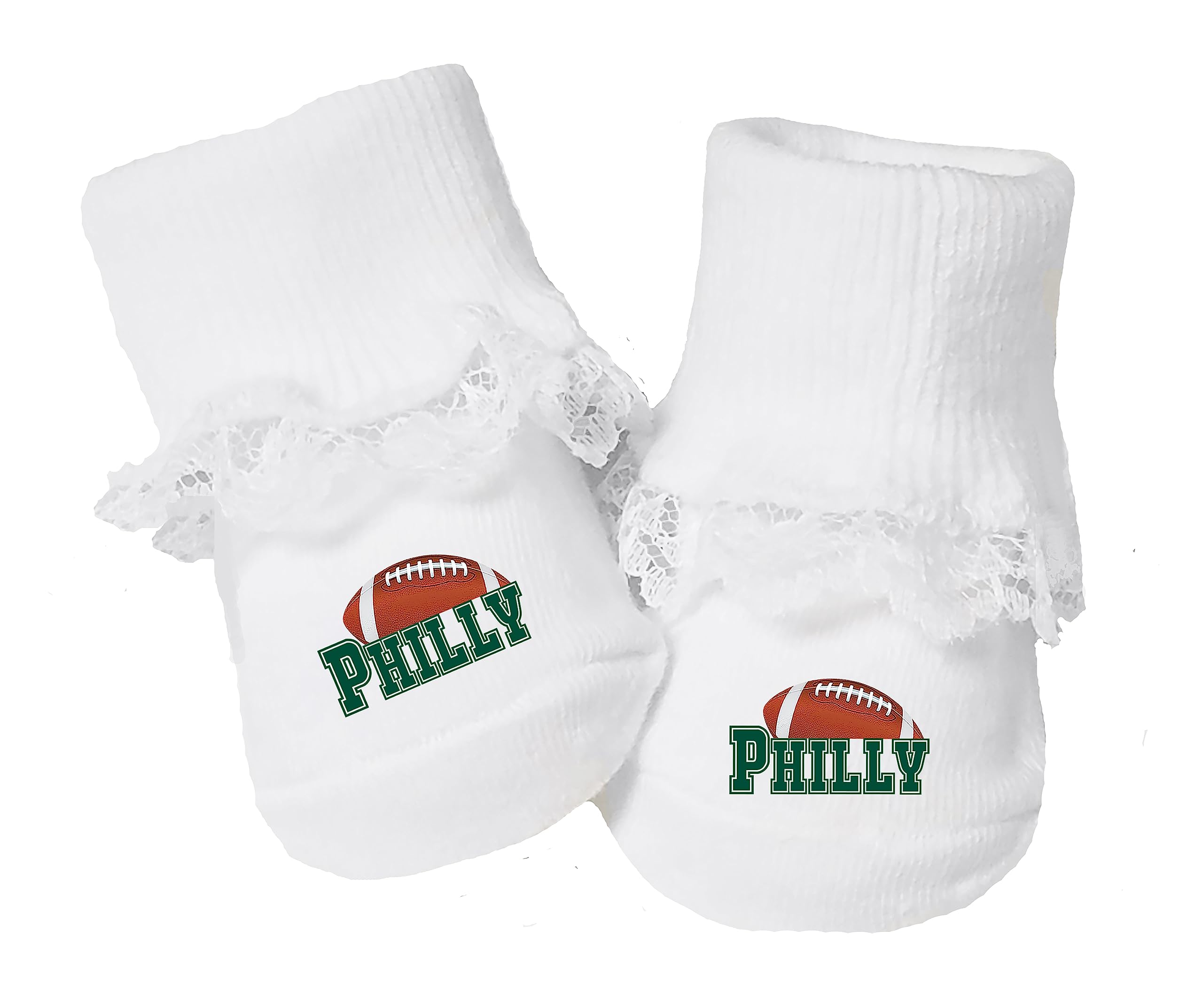 Future Tailgater Baby Toe Bootie Socks with Lace for Philadelphia Fans