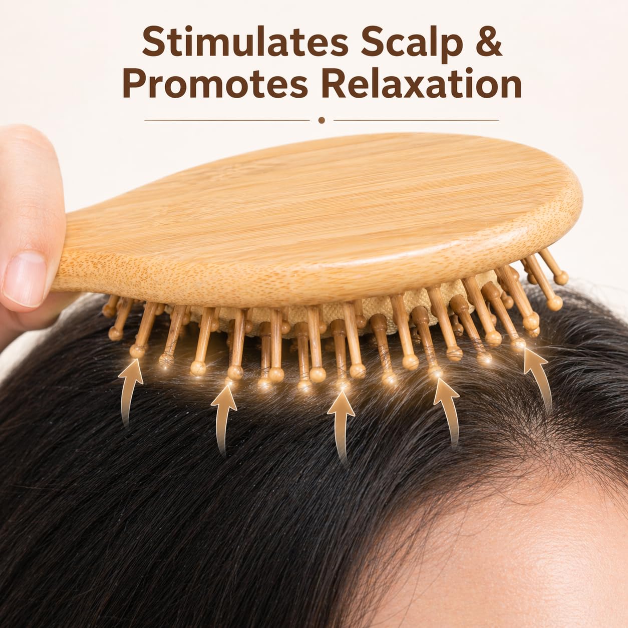 HEAVY DRIVER Natural Bamboo Paddle Hair Brush with Cushion Base – Anti Static Wooden Detangling Comb for Scalp Massage & Smooth Hair – Professional Hairbrush for Women & Men 3