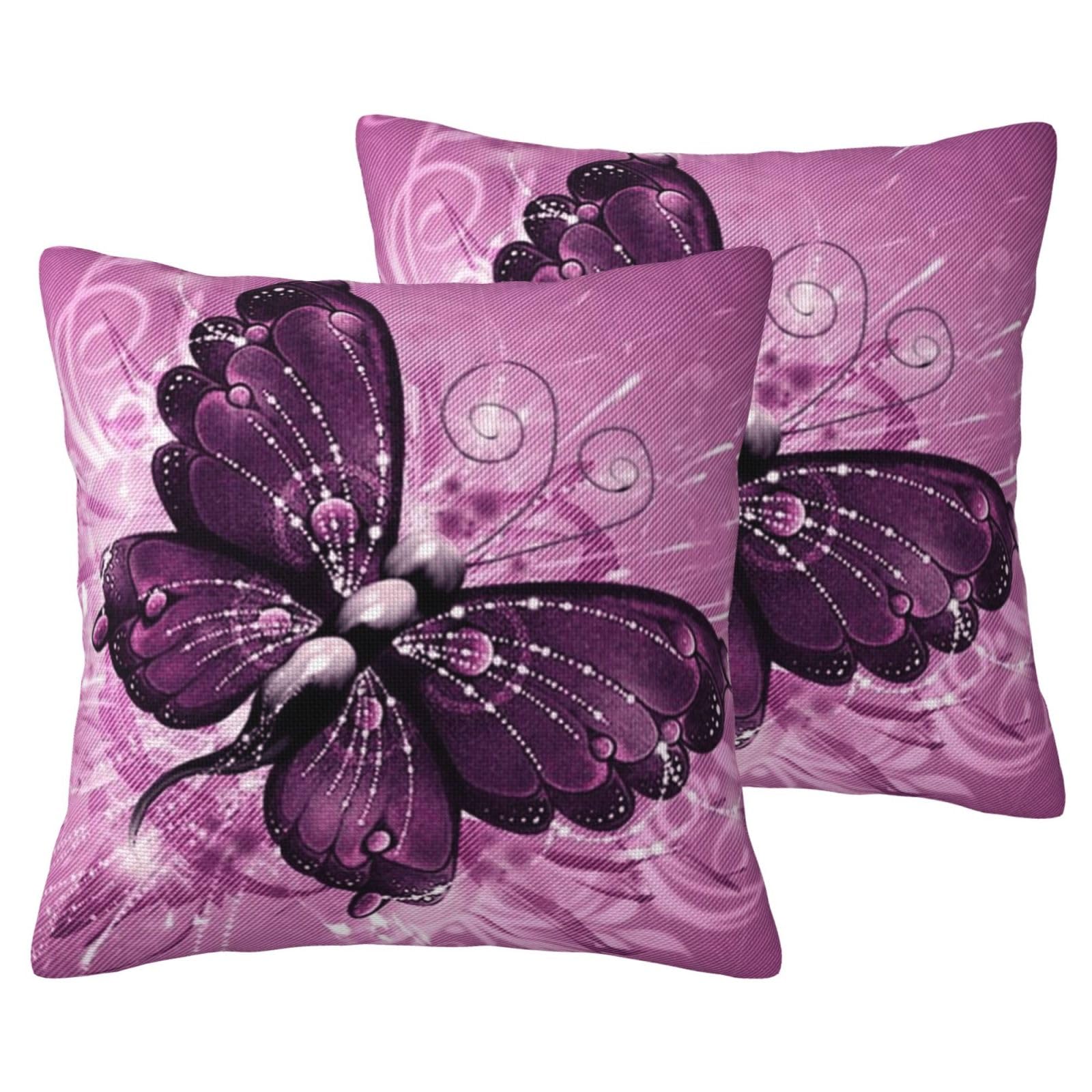Federe decorative in finto lino con stampa di farfalle, 2 set