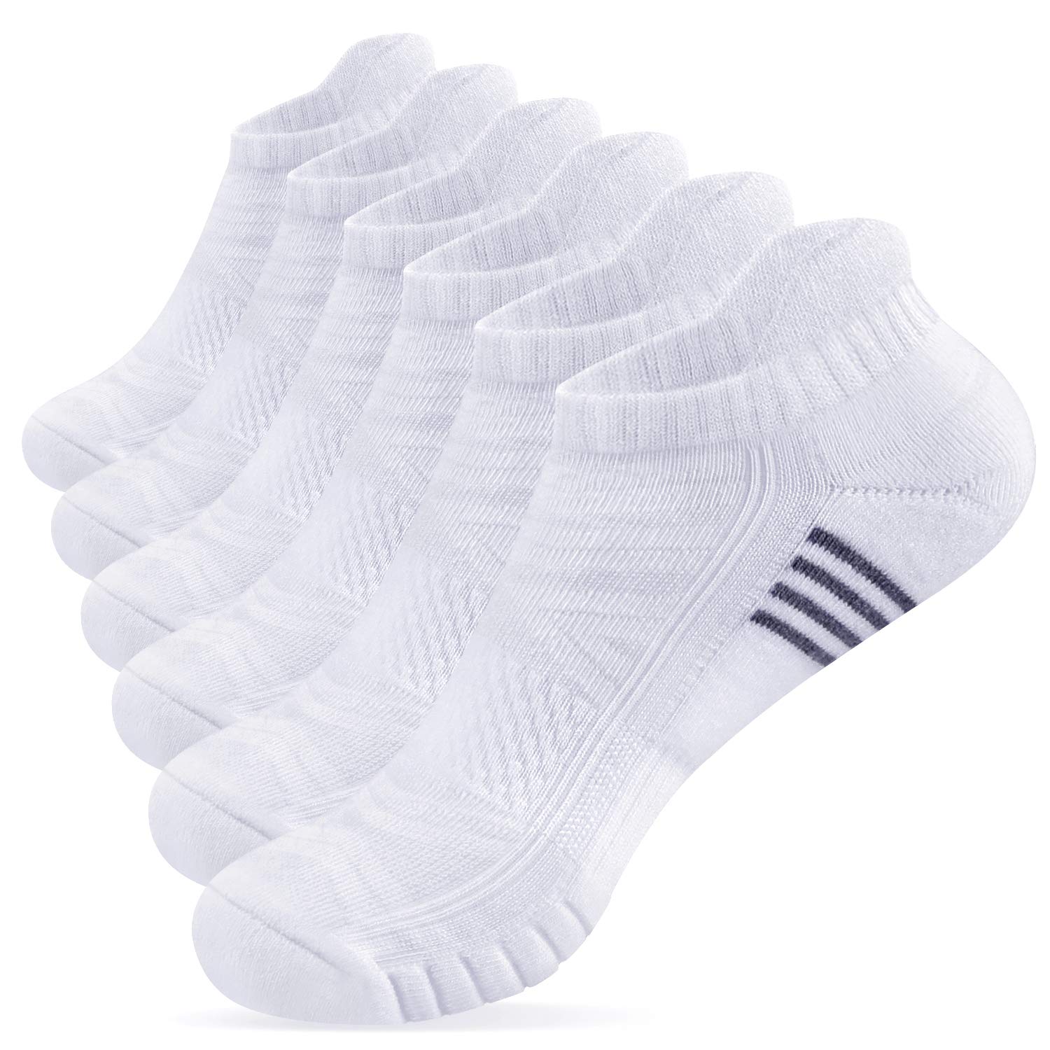 TANSTC Calcetines Tobilleros Hombre Mujer, 6 Pares Calcetines Hombre Cortos Algodón, Calcetines Deporte Respirables Verano, Ciclismo Running Trekking Respirable Antideslizante Unisex, Negro 35-38 S