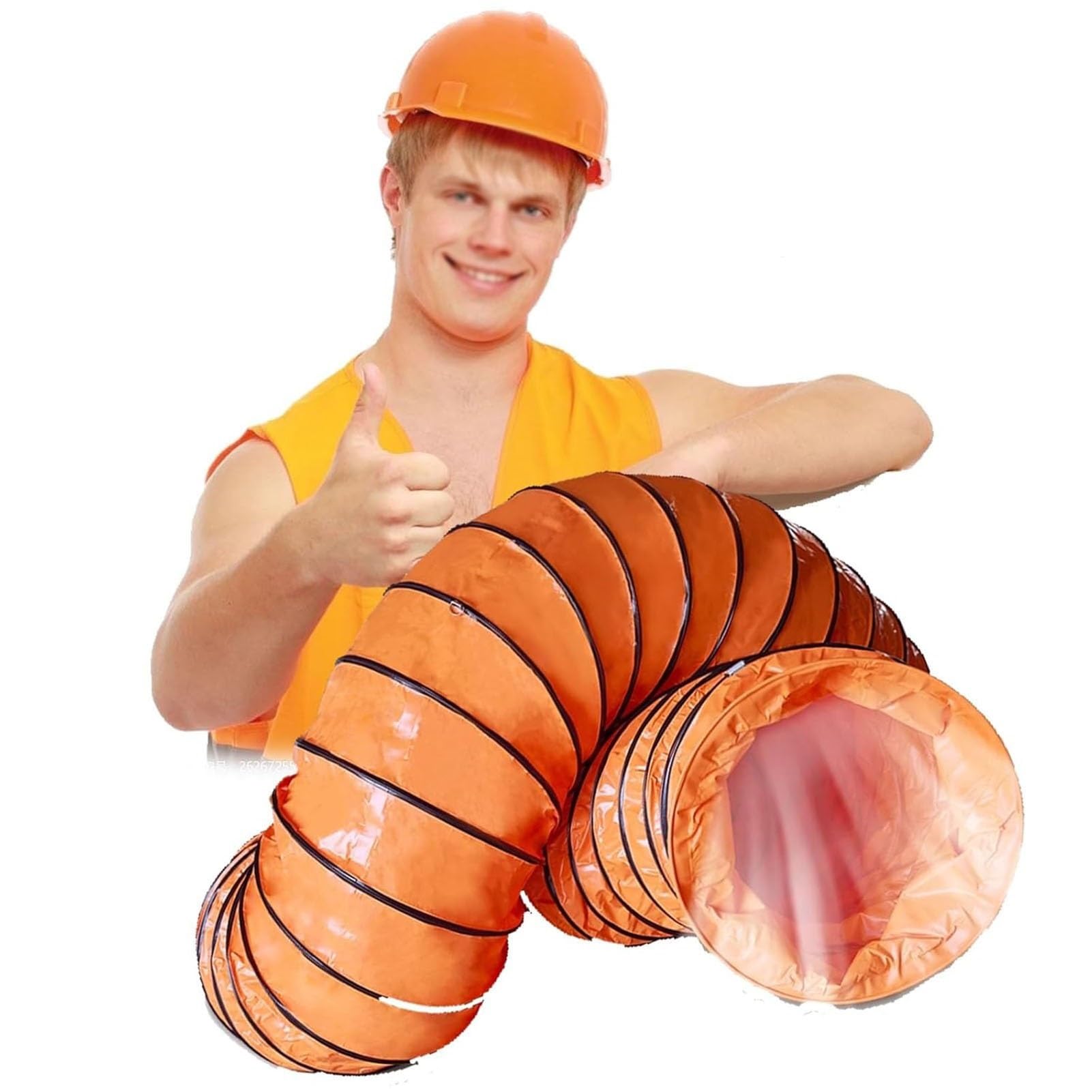 Manguera Flexible de PVC para conductos, ignífuga, para Sistemas de climatización (HVAC), con Cuerda Ajustable, Gancho en D y Soporte de Acero para ventilación, extracción, Secado y refriger