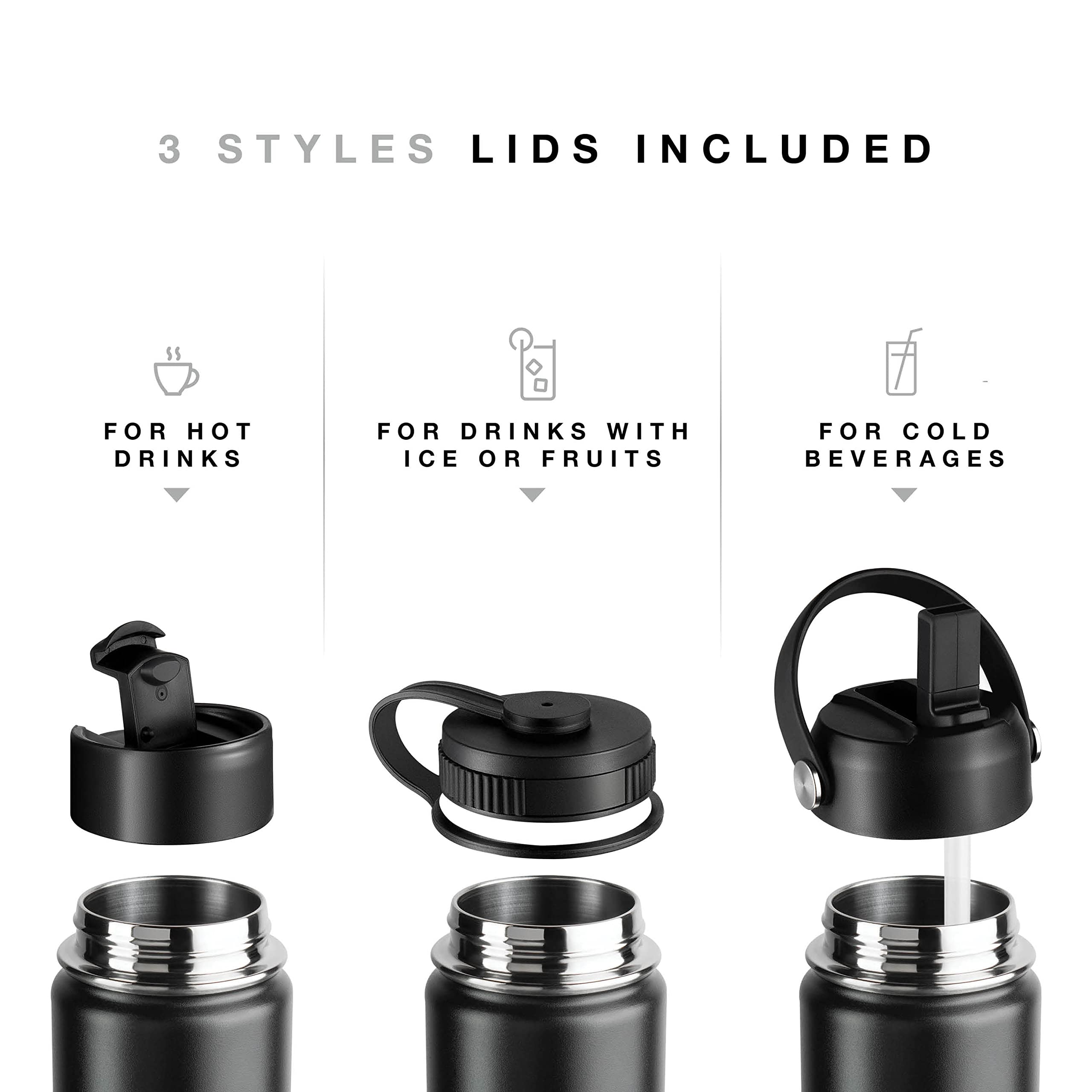 Botella deportiva y taza de viaje para bebidas frías y calientes, boca ancha, botella de agua deportiva con aislamiento de doble pared para senderismo, ciclismo y actividades, sin BPA