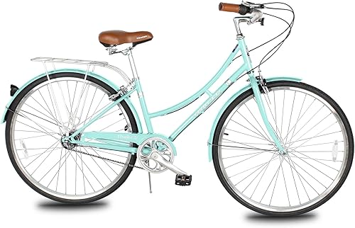 Vista 139 de Tracer Osaka - Bicicletas híbridas, marco de acero, Shimano Nexus Inter 3/7 velocidades, agarre marrón asiento marrón, bicicleta de carretera