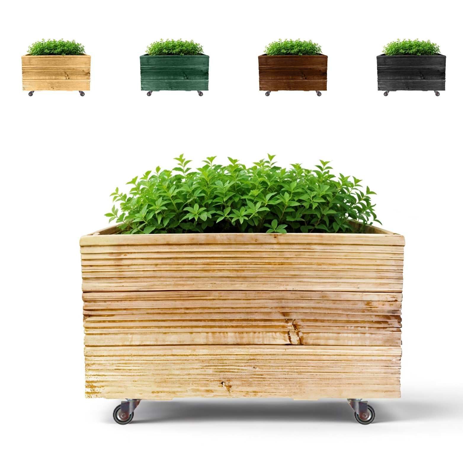 Floranica Pflanzkasten Lrchenholz Pflanzkbel aus Lrche Blumentopf  draussen Blumenkasten Balkon Entwsserungsloch Holzkasten anzuchttpfe 4  Rollen 50cm x 53cm x 28cm Unbehandelt: Amazon.de: Garten