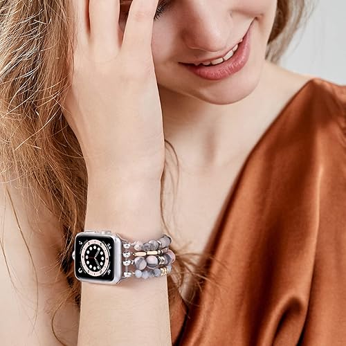 Miniatura 4 de VISOOM Pulsera de cuentas boho compatible con Apple Watch Band de 40mm38mm41mm42mm Series 11 10 9 8 7 SE Series 654 pulsera de moda para mujer con