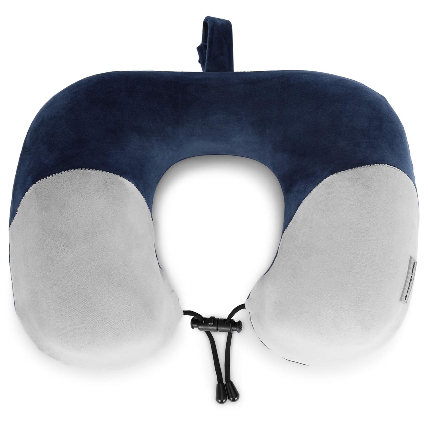 Nasher Miles 100% Pure Memory Foam Travel Neck Pillow, 360° Stable Neck Support with Snap-on Button (Navy Blue and Grey)-image-46