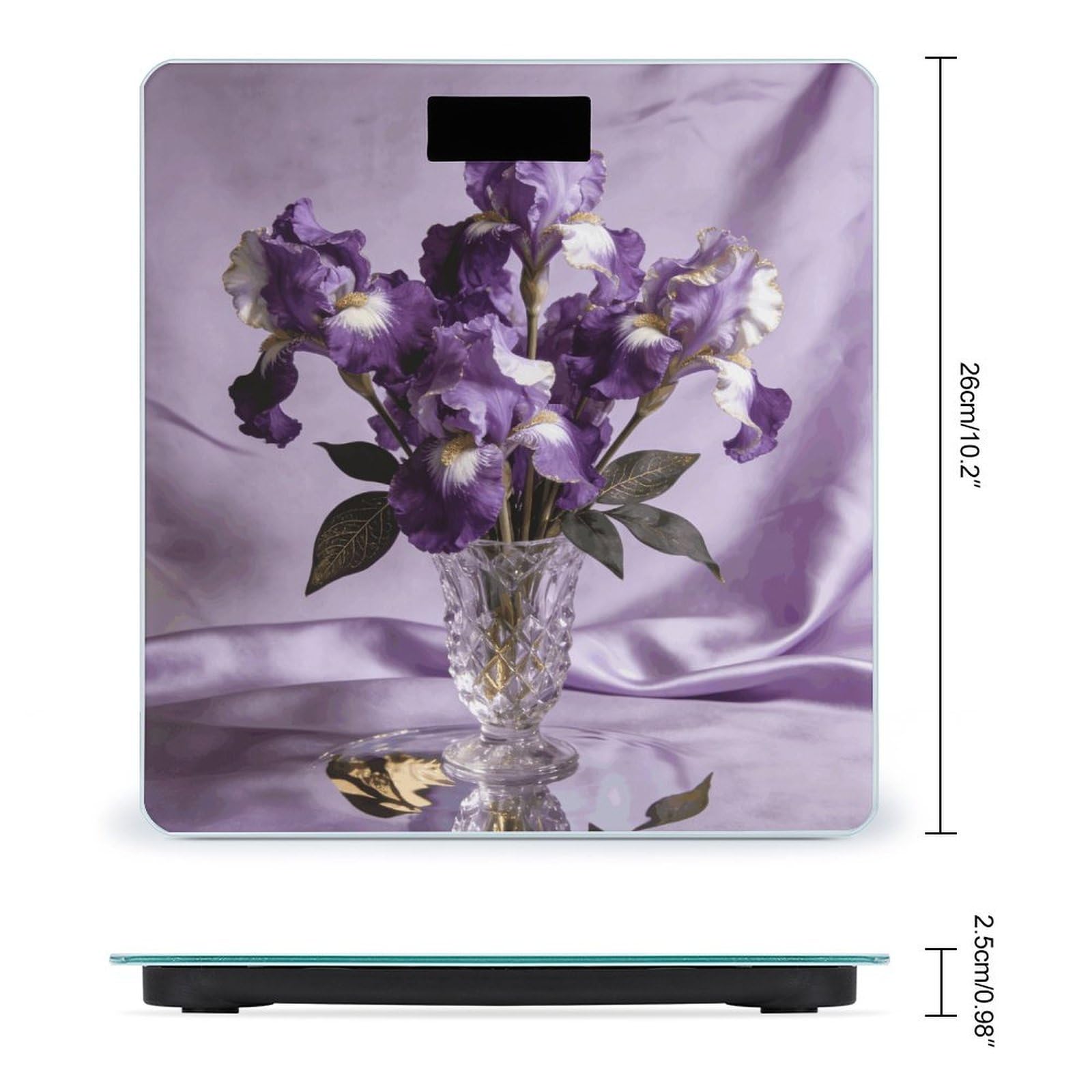 Elegante báscula de peso corporal inteligente violeta, alta precisión con pantalla LCD grande, báscula de peso duradera para uso doméstico, mide hasta 400 libras/180 kg