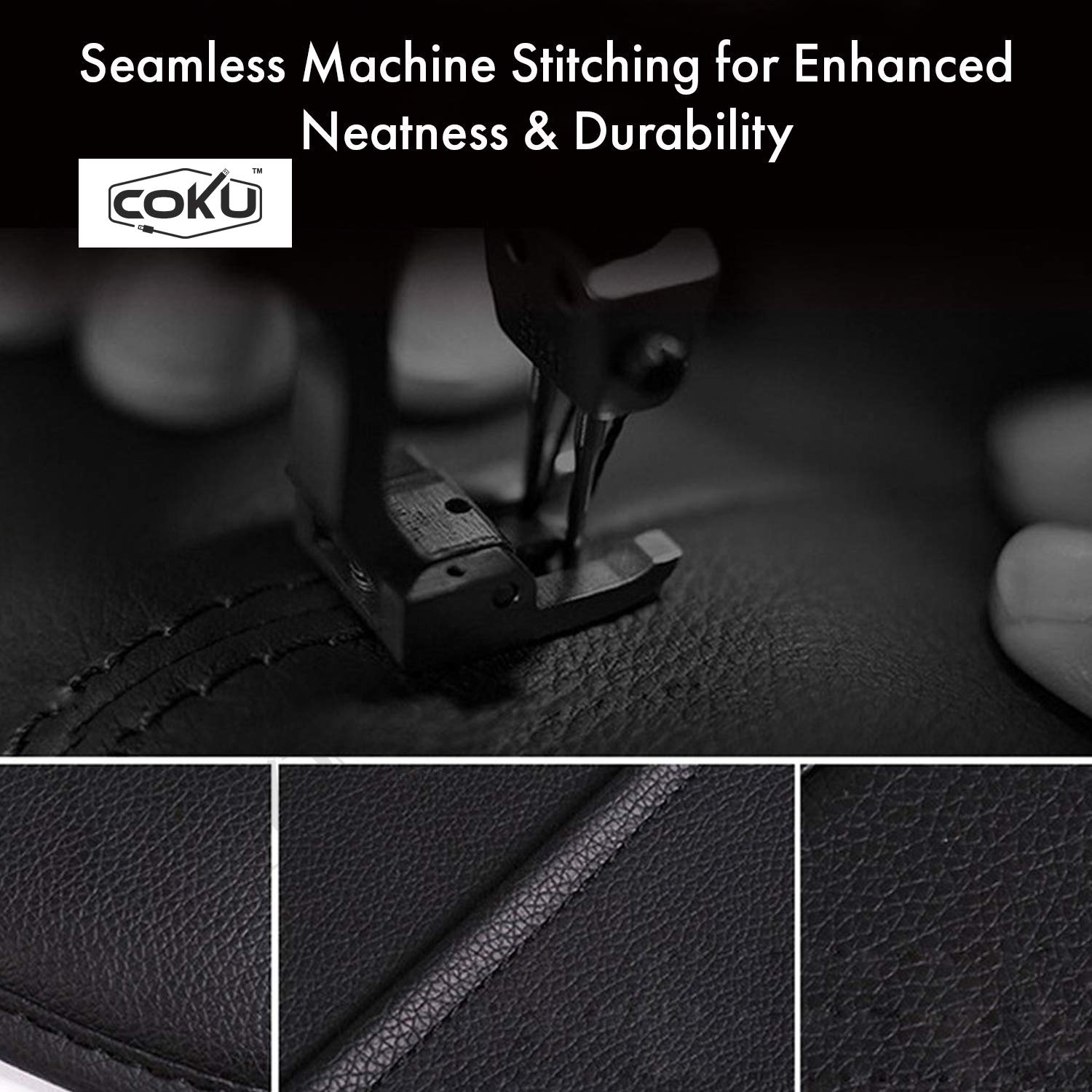 coku Universal Back Seat Car Organizer Multi Pocket Storage with Document, Water, Bottle Tablet and Tissue Holder (Black) - Image 6 thumbnail