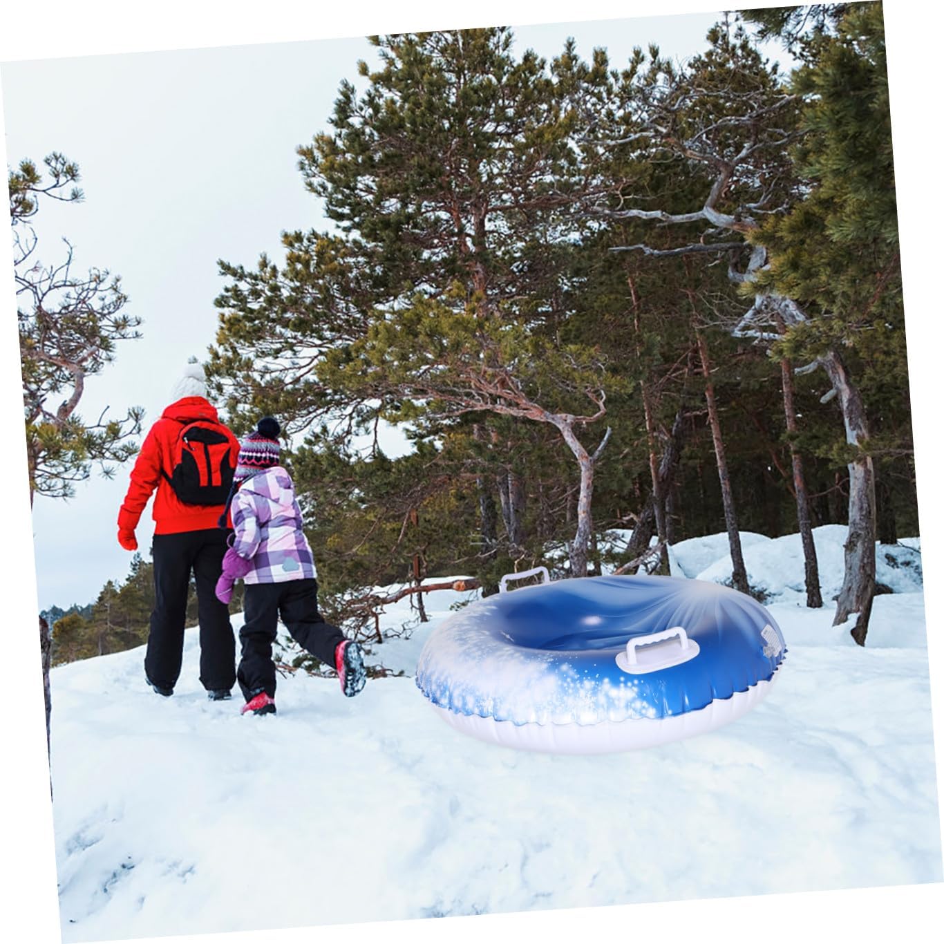 Beavorty Inflatable Snow Tube for PVC Sledding Snow Tube with Handles Portable Winter Sports