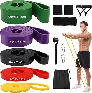 Resistance Bands Set, 5-Level Pull Up Assistance Exercise Bands, with Door Anchor and Handles, Exercise Workout for Home Gym Strength Training