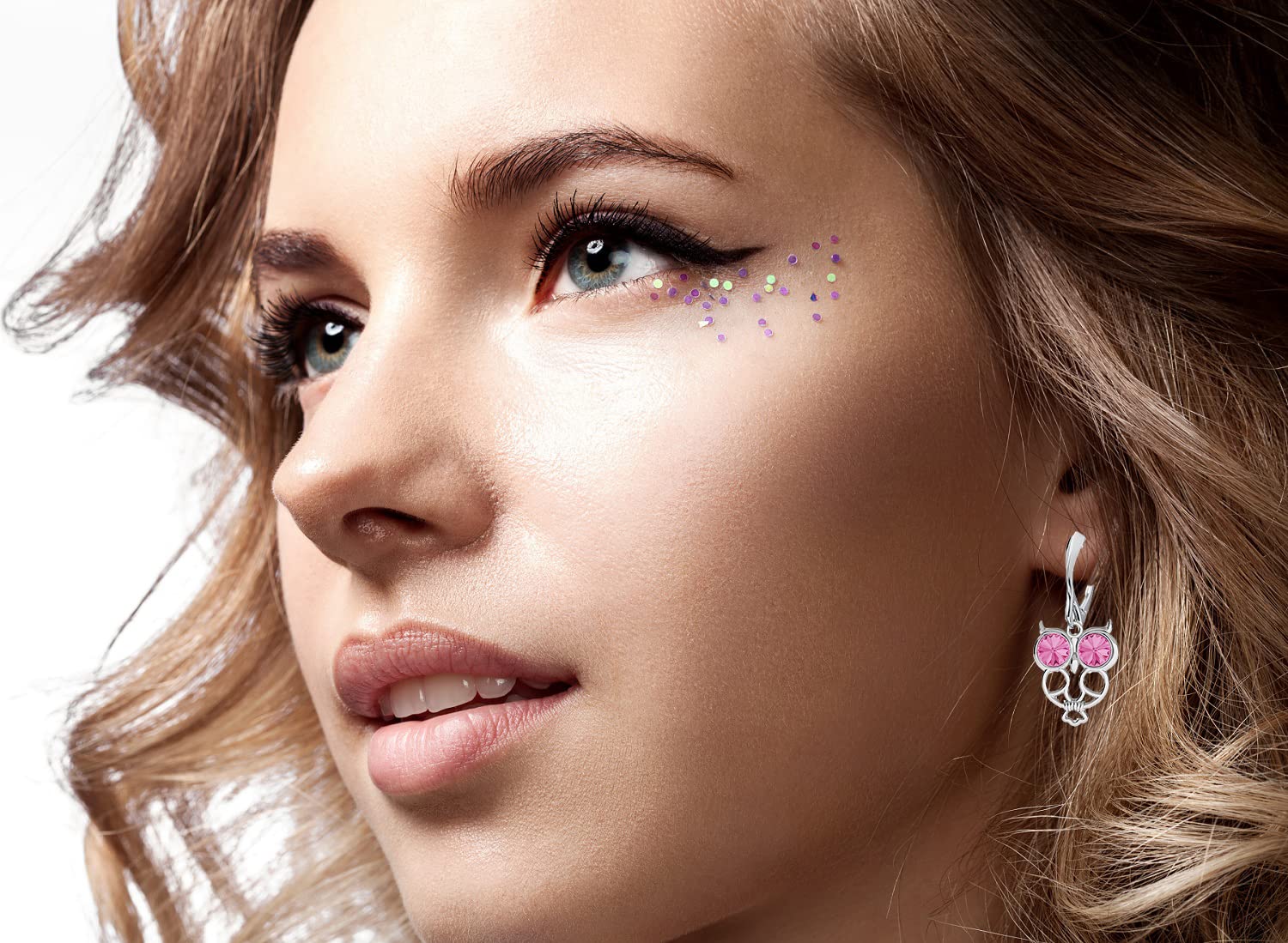 Schmuckset für Damen Ohrringe Silber 925 Hängend Eule Weisheit - Kette Damen mit Anhänger Schmuck Set für Sie mit Kristallen - Ohrringe Hängend und Halskette Mädchen Geschenk Frauen