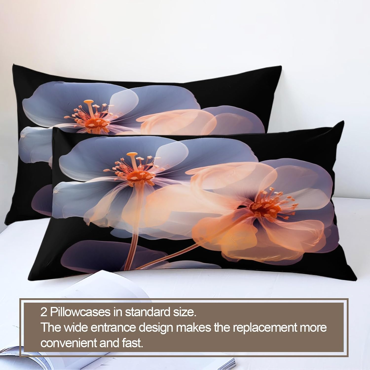 Flowers Duvet Cover Twin Size, Florals Bedding Minimalism Decorative Kids' Duvet Cover Sets Ultra Soft Bedding with Zipper Closure for Kids Room Teen Bed Decor