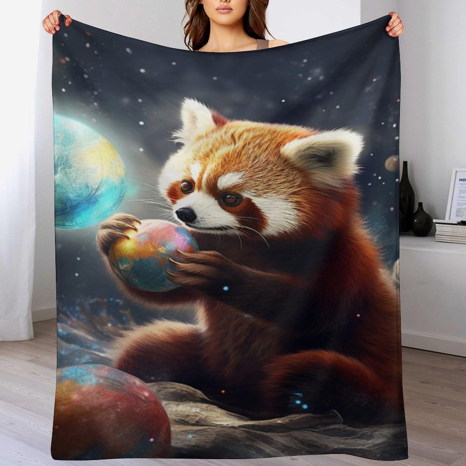 Couverture polaire à motif raton laveur pour des soirées cocooning sur le canapé