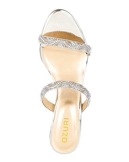 OZURI Women's Diamond Embellished Stiletto Heel Sandals