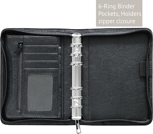 Miniatura 6 de Fan&Ran Organizador planificador con cremallera 2024-2025, recambios semanales y mensuales con cubierta de cuero de imitación, tamaño personal,