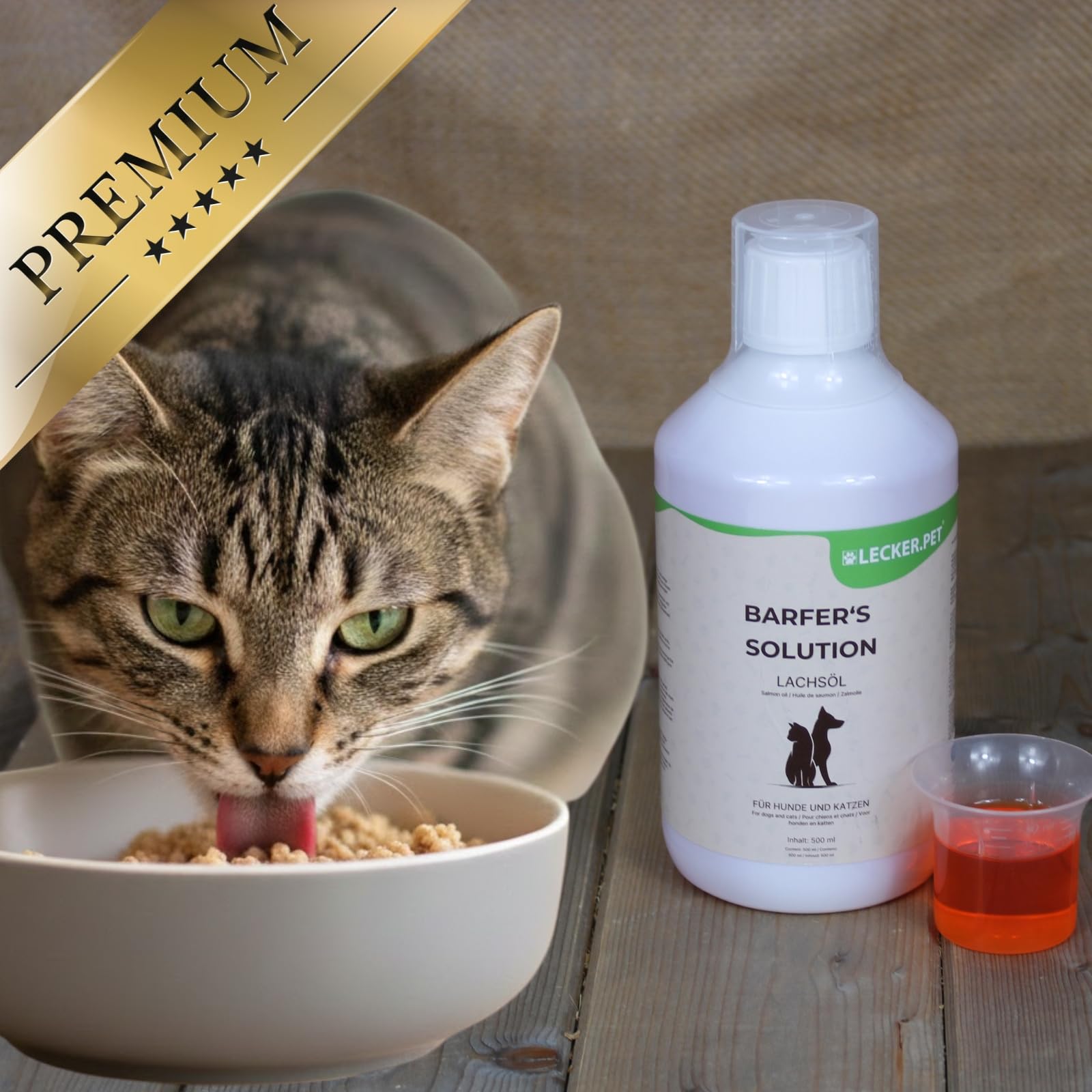 Lecker.Pet® 3 x 500 ML Barfer's Solution 100% Huile de Saumon pour Chiens & Chats | Acides Gras Essentiels | Complément nutritif pour Aliments pour Chiens & Chats | Fabriqué à partir de Saumon Frais