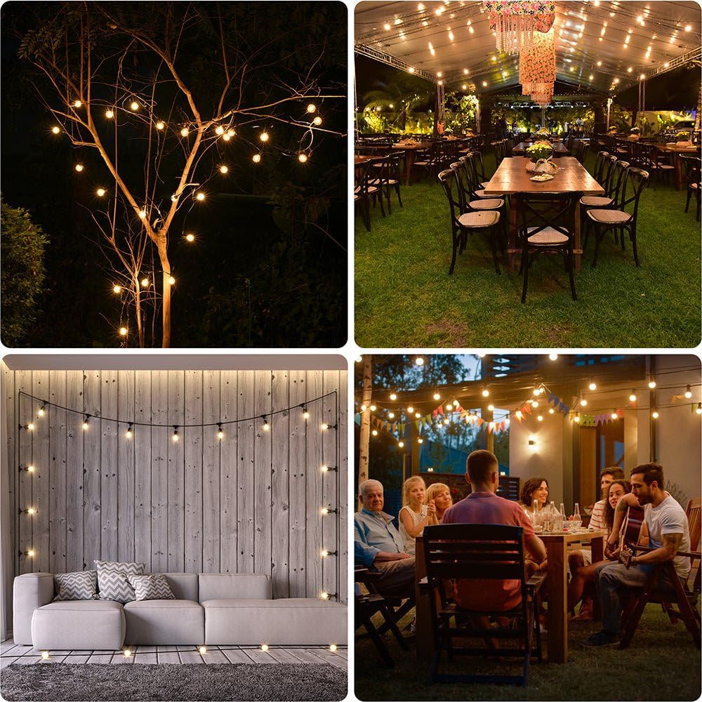 TEKLED® LED-Außenlichterkette | 25 LED G40 dekorative Glühbirnen | Wasserdicht Innen Außen 6,5 m mit Solarpanel | Warmweiß 4 Modi | Für Terrasse Garten Hinterhof Haus Weihnachtsbaum Party Terrasse