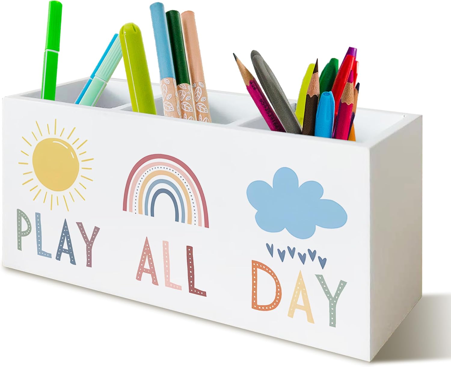 Play All Day Pen Pencil Holder for School Counselor Office Classroom Desk, You Are Brave Motivational Pen Pencil Holder Organizer for Therapy Kids Boys Girls Room Decor, Inspirational Office Decor