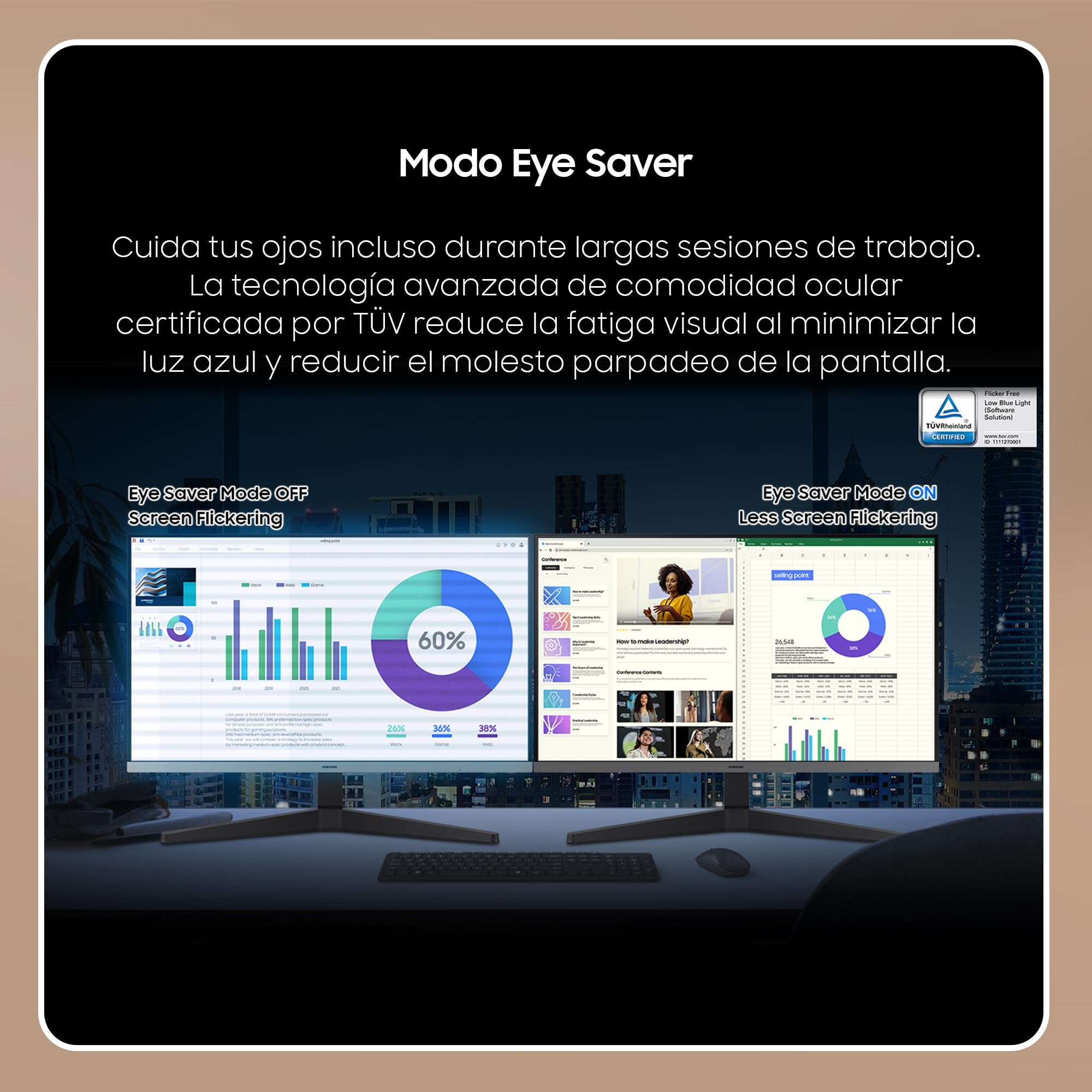 Samsung LS24C332GAUXEN Monitor S3 S33GC 24" con pannello IPS, frequenza di aggiornamento 100Hz, AMD FreeSync, modalità gioco, Eye Saver & Less Screen Flickering, nero
