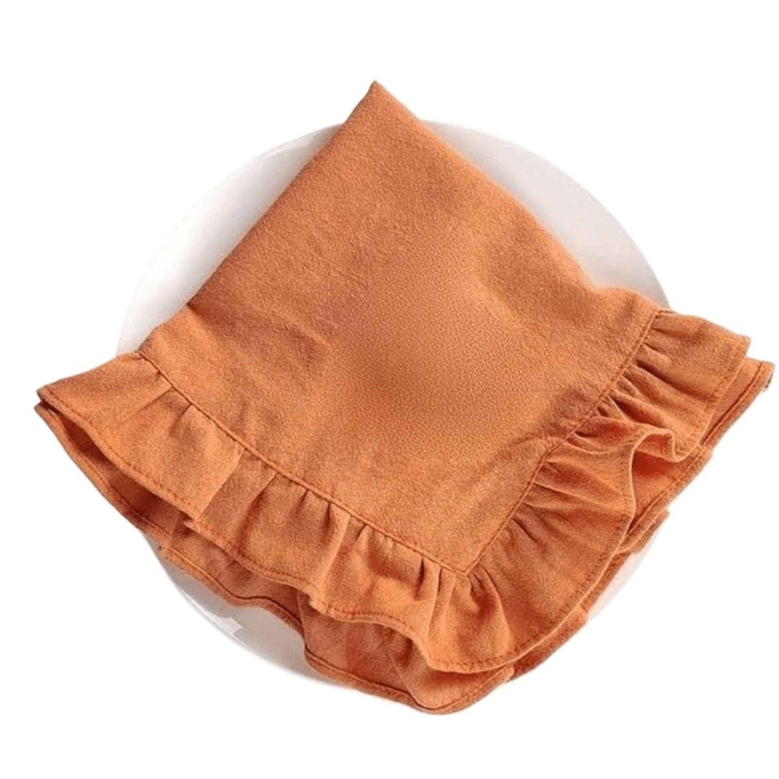 Ruffle Placemats Ruffled Edge Place Mat Cotton Solid Color Table Napkin Rectangular Coaster Decor(Orange,13.78X19.69 in)