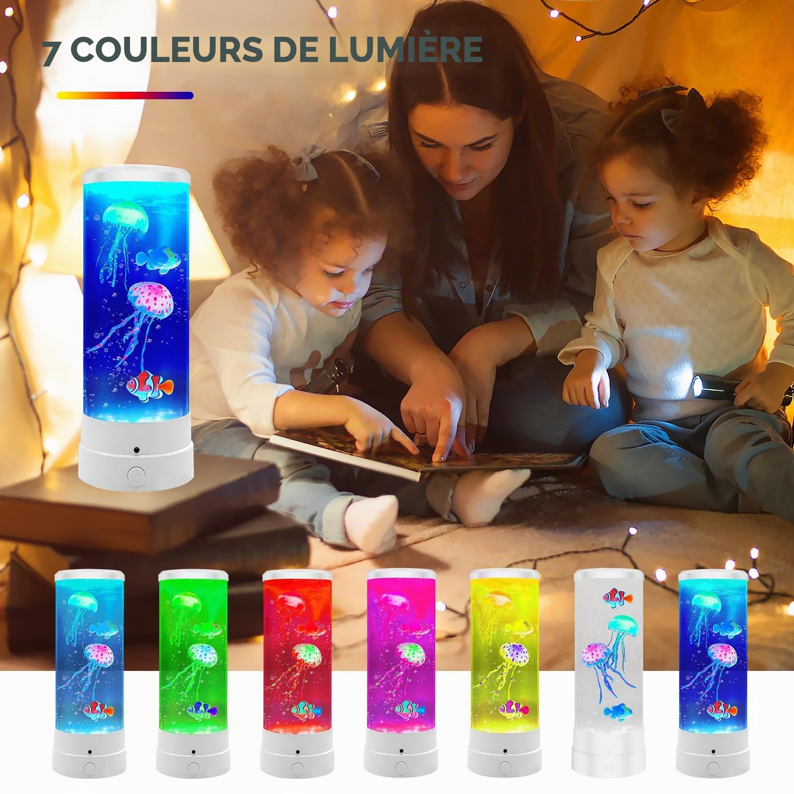 BORDEAG Lampe Meduse, Lampe A Lave, Jellyfish Lamp Avec 17 Couleurs Et 4 Modes, Avec Télécommande Pour Décoration Bureau Maison (10,5 X 29 cm)