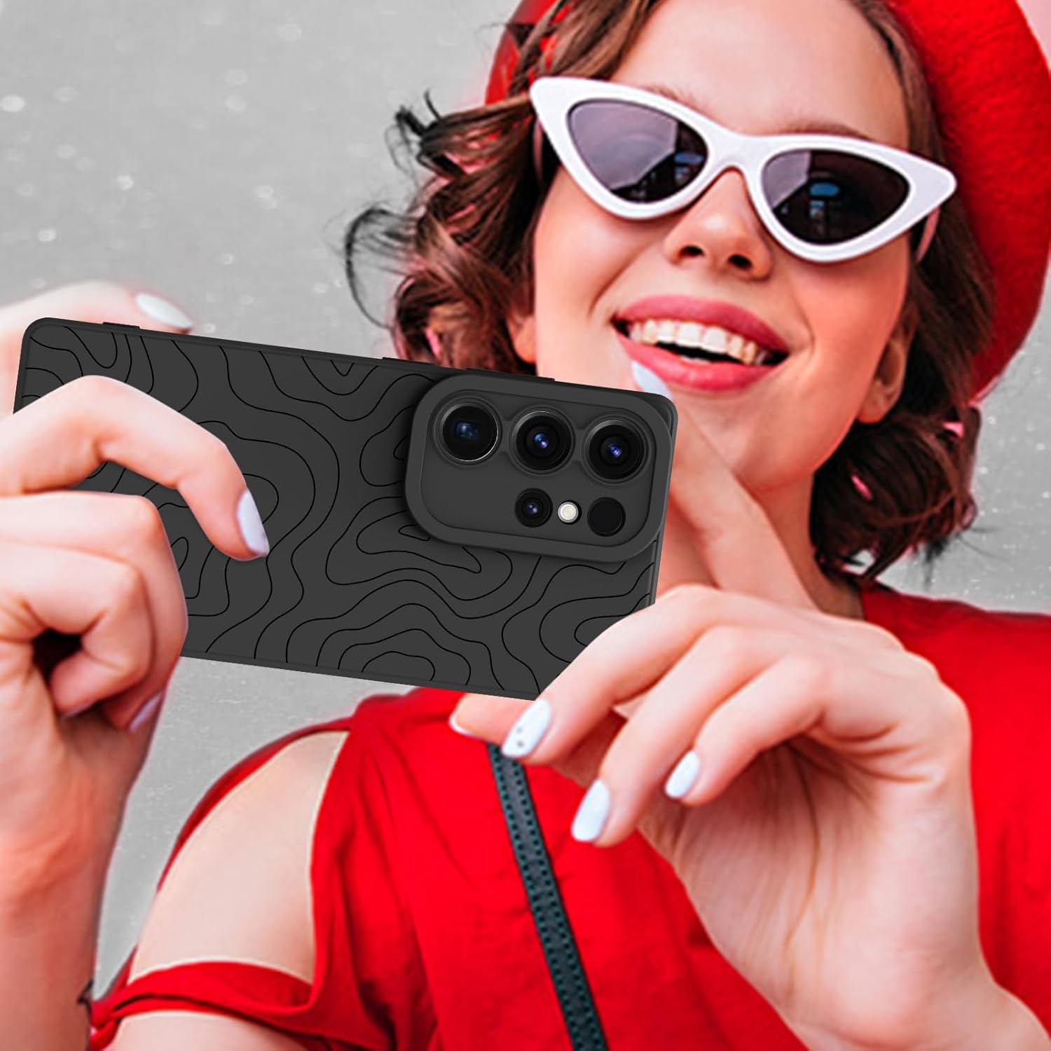 MZELQ for Samsung Galaxy S25 Ultra Case, Silicone Wave Ripple Cute Pattern, Camera Protection Soft Slim Phone Case for Girls Women -Black - Image 6