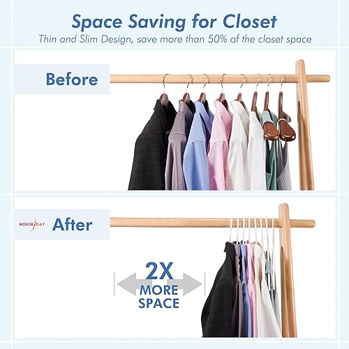 Miniatura 4 de HOUSE DAY Perchas de plástico, 20 unidades, duraderas, color negro, ligeras, ahorradoras de espacio, para camisas y chaquetas de vestir