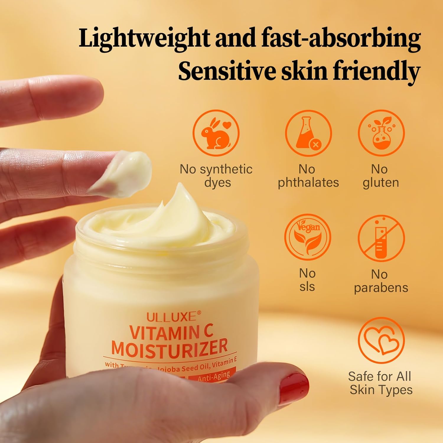 Vitamin C Face Moisturizer, Brightening & Anti-aging Face Cream with Turmeric for Dark Spots, Wrinkles & Uneven Tone, Glowing Skin Care Hydrating with Niacinamide & Squalane for All Skin Types, 2.3 Oz - Image 9