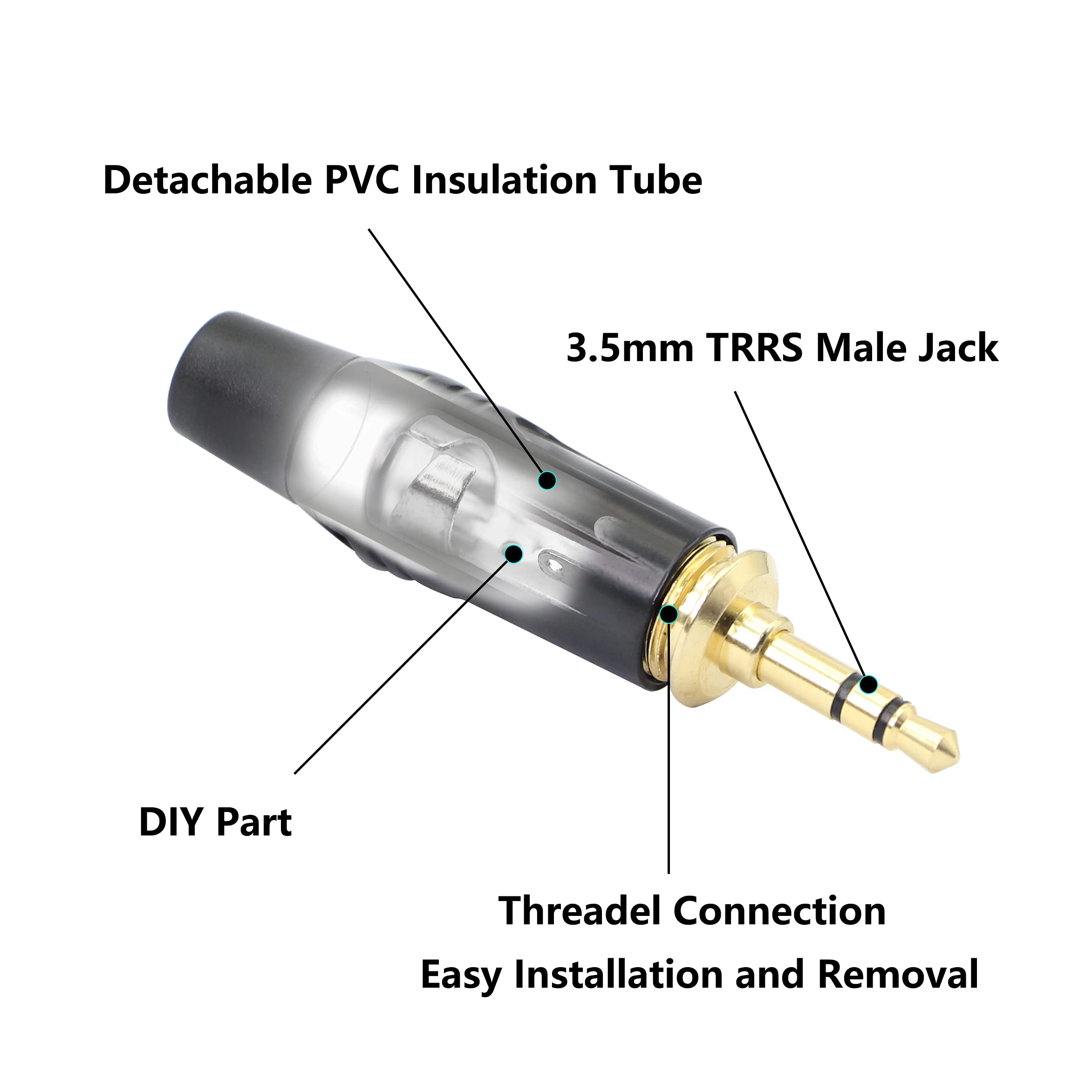 Connecteur Jack 3,5 Mm Mâle Doré CABLEPELADO - Soudure DIY Pour Casques, PC, PS4/PS5