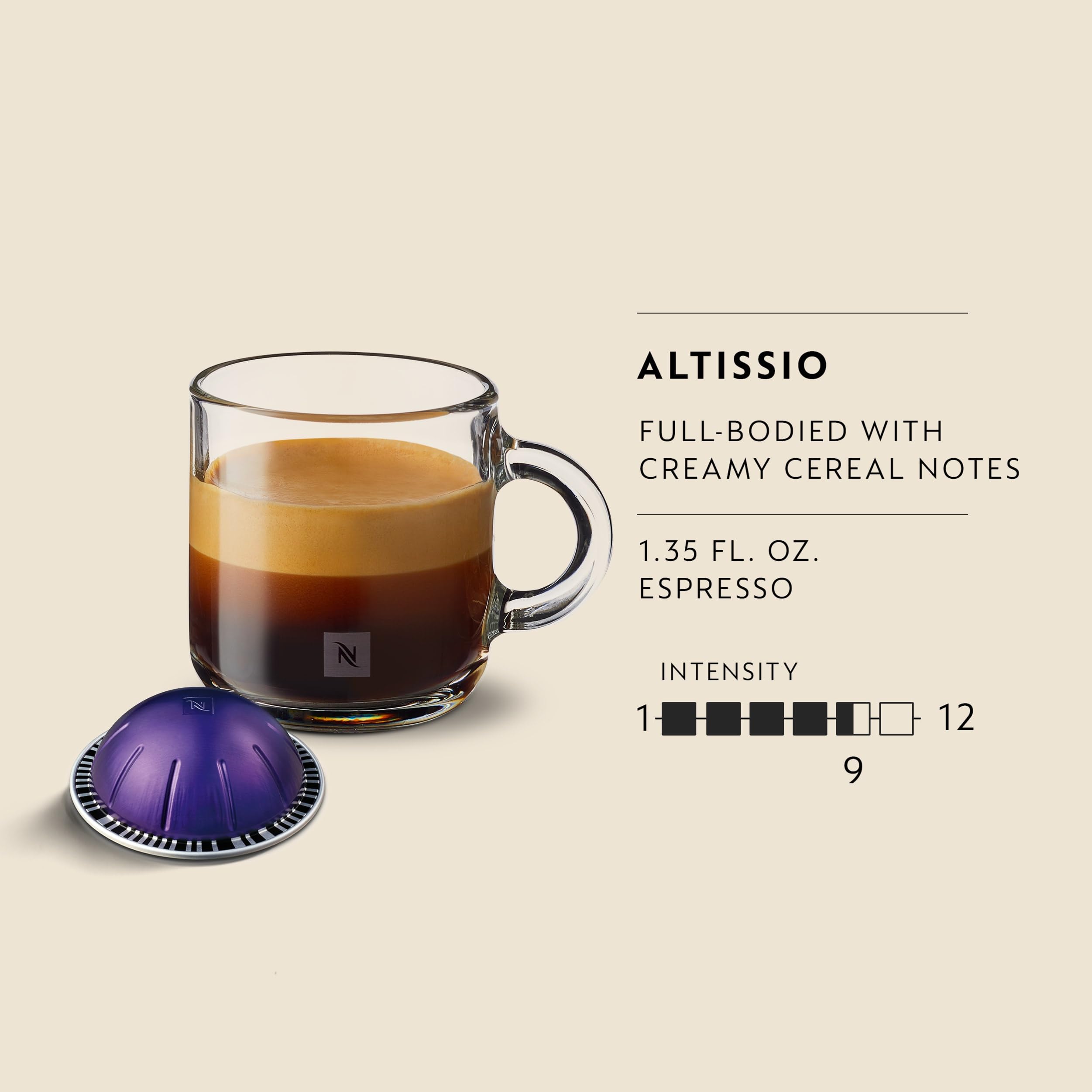 Nespresso Vertuo, Altissio, tostado medio, 50 cápsulas de café espresso | Paquete de 1 cápsula