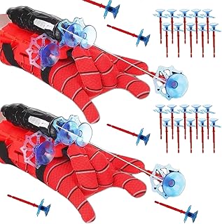 Supmehero Set of 2 Spiderman Launcher Glove Launcher Gloves for Children's Games Throwing Gloves Spiderman Glove SpiderMans Gloves Child Spider Mans Toys Cosplay Wrist Toys (Set of 4)