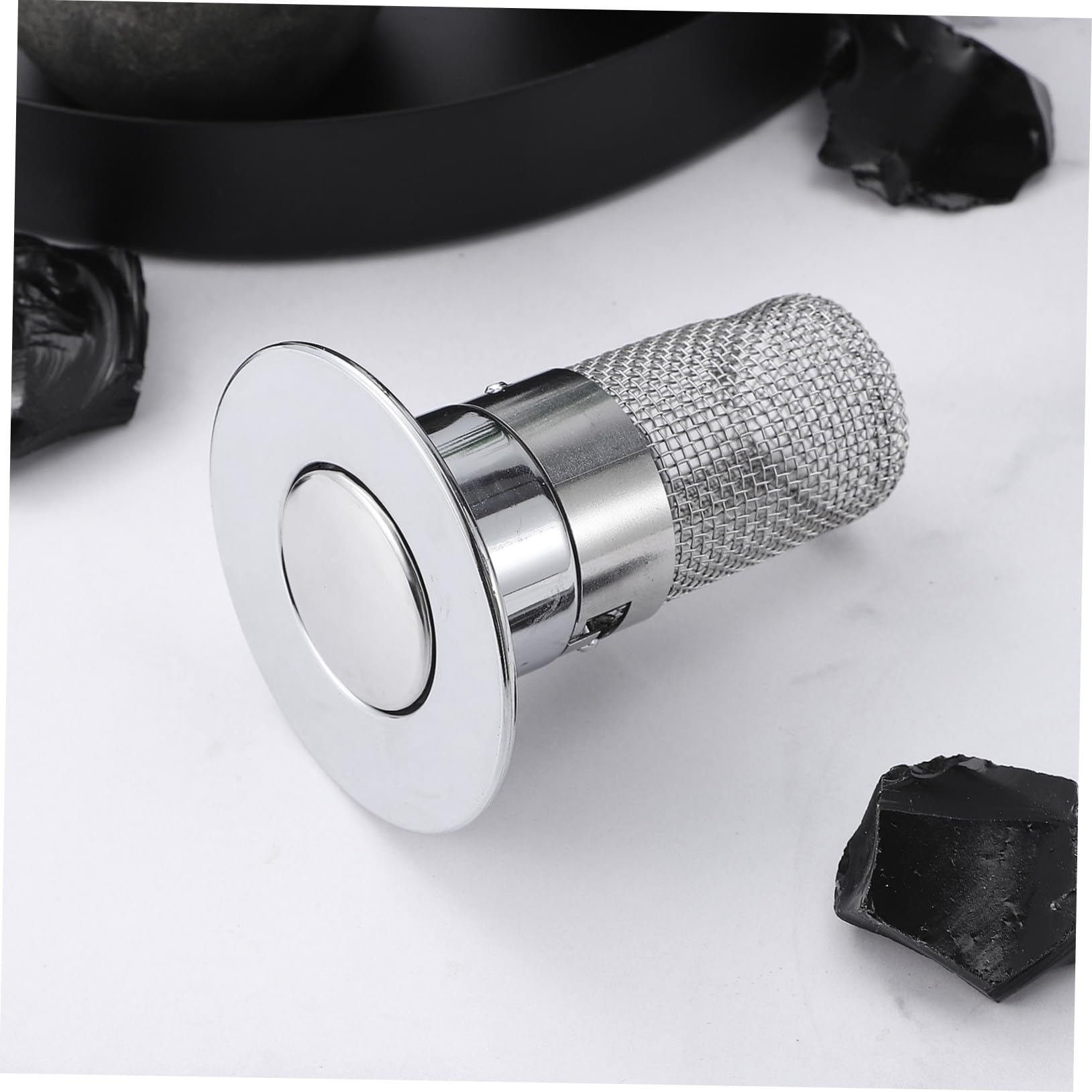 Tapón de Drenaje Tipo Empuje para Lavabo con Filtro Antidesbordamiento y Núcleo Rebote Resistente Abs y Acero Inoxidable Repuesto Fácil Instalar para Baño y Cocina