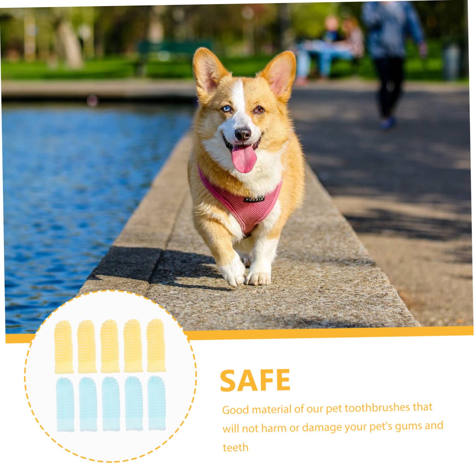 VANZACK 10Pcs Finger Toothbrush for Dogs and Cats Gentle Tool for Oral Care Reduces Plaque and Safe for Small to Large Pets Colors