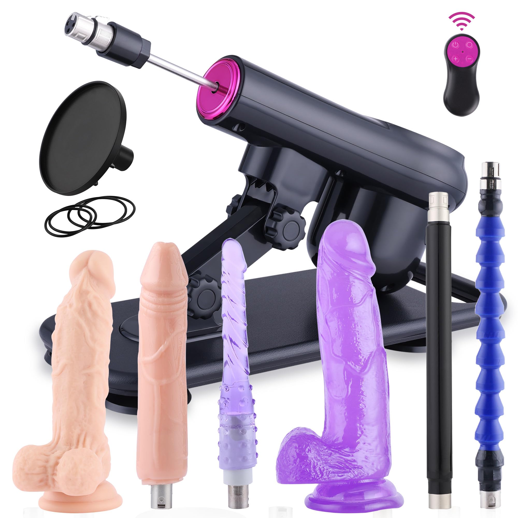Maquina de follar con dildos y ventosa, maquina sexual con 7 accesorios, maquina consolador con control remoto inalambrico, juguete sexual para ambos juntos