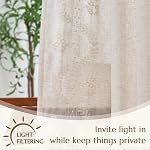 JINCHAN Linen Curtains for Bedroom Floral Curtains 84 Inch Length Linen Blend Ivory Embroidered Drapes Farmhouse Flower Patterned Drapes for Living Room Window Treatments Set 2 Panels
