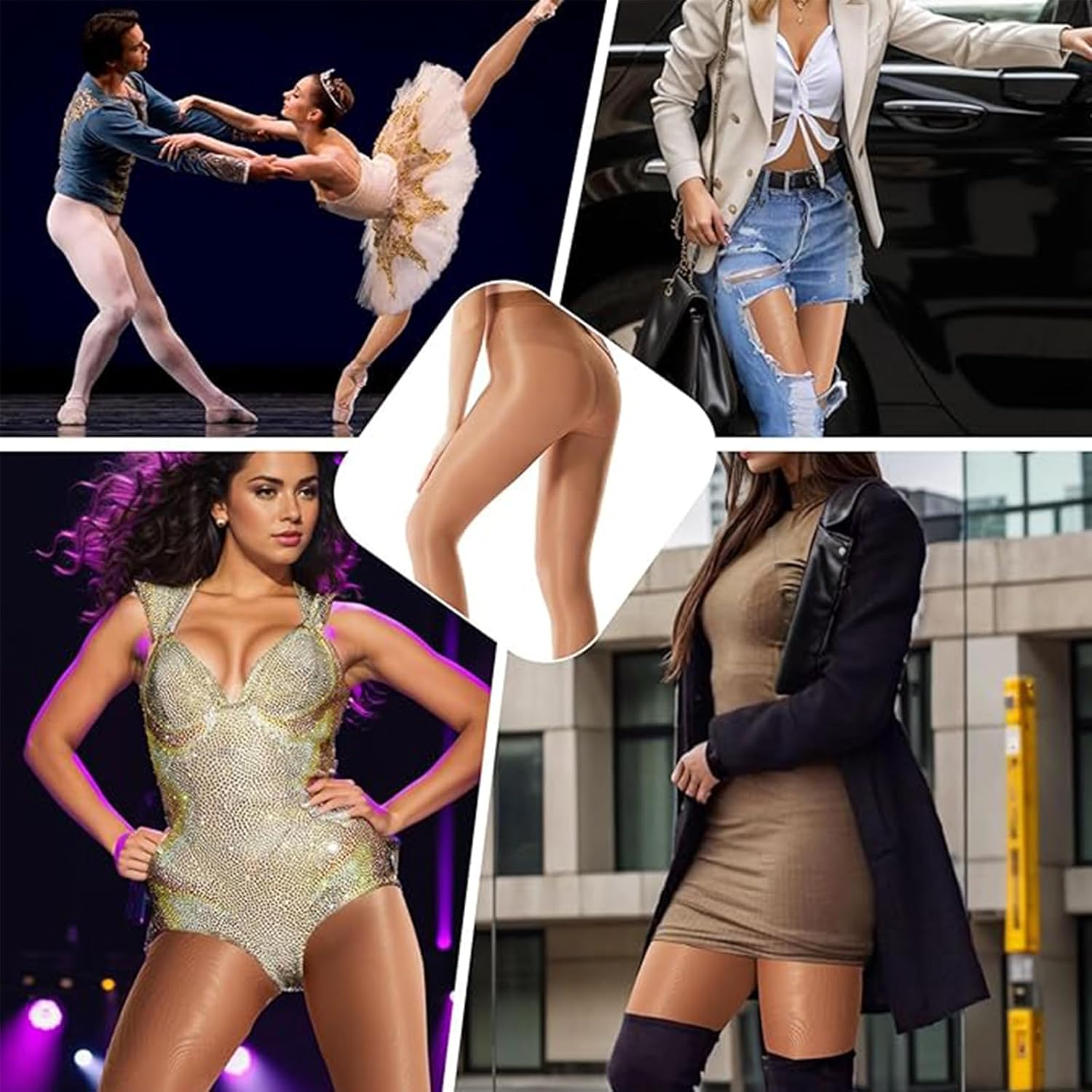 HTRUIYA Women's Oil Shiny Shaping Pantyhose Sheer Shiny Dance Tights 70D High Stretch Shaping Dance Pantyhose Stockings - Image 5