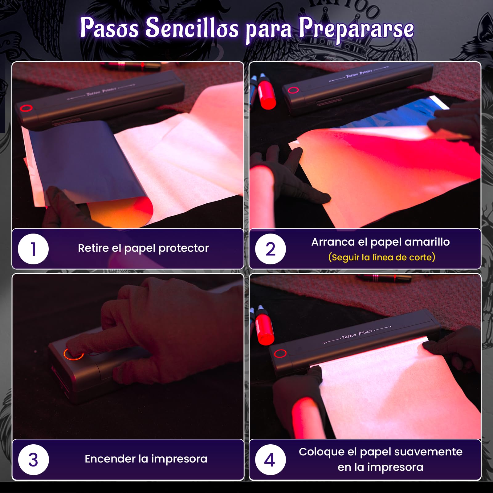 Yowell H1 Termocopiadora Tattoo, Impresora Tattoo, Impresora Tatuajes con 10pcs Papel, Impresora Termica Tattoo para Smartphone PC, Termocopiadora Tatuaje para Artistas del Tatuaje y Principiantes