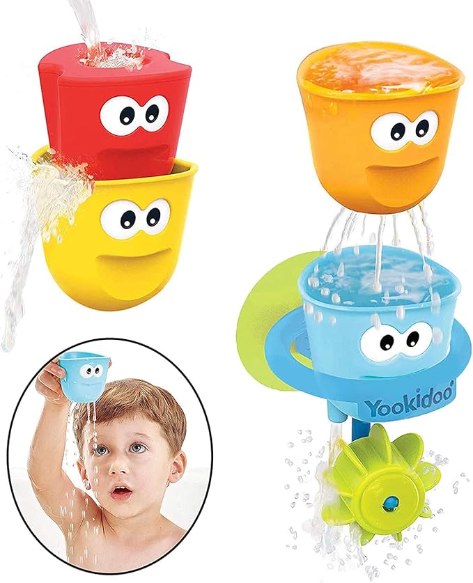 Yookidoo Baby Bath Toys Fill 'N' Spill Set of Four Stackable Cups