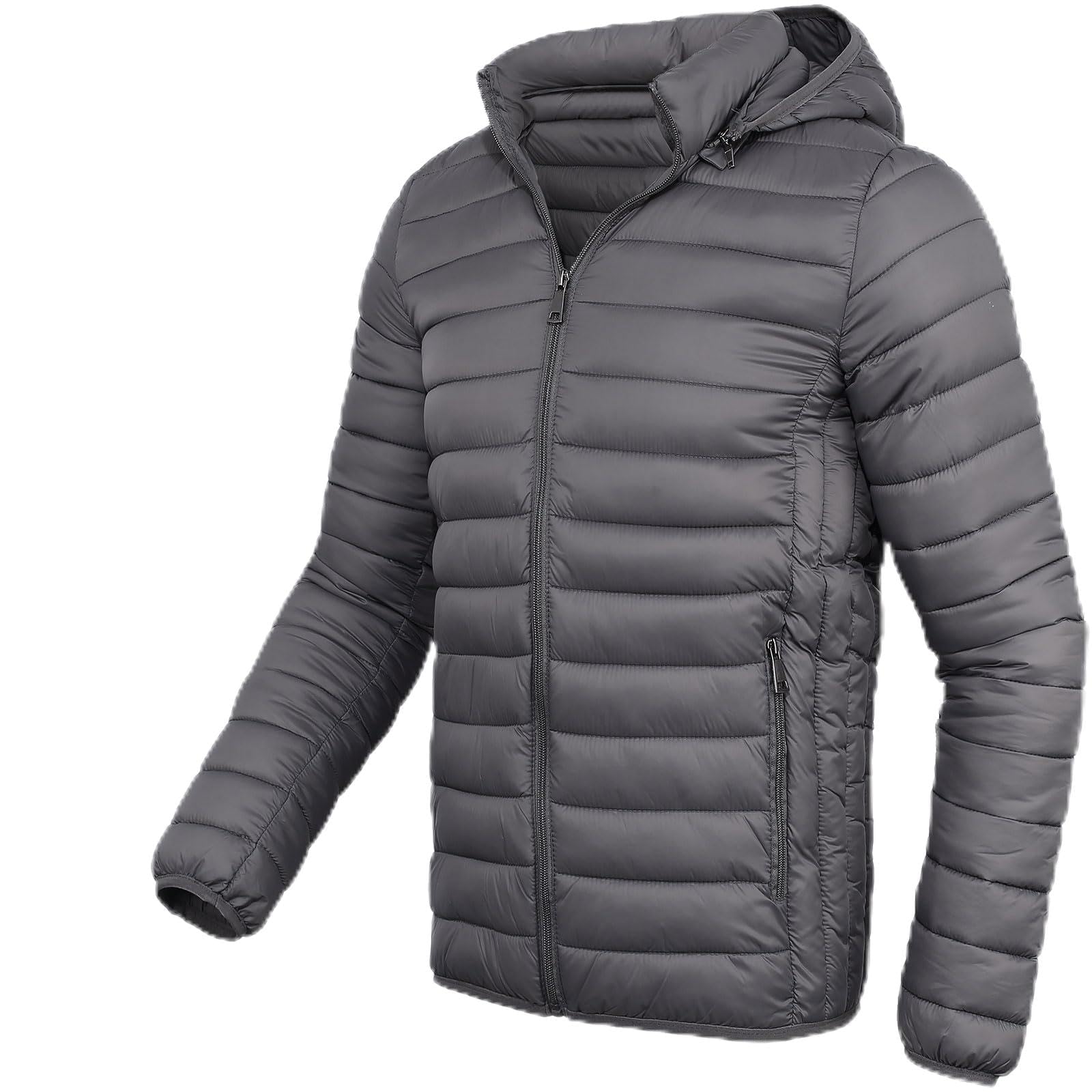 Men's Lightweight Puffer Jacket Down Packable Jacket Winter Coat with Hood