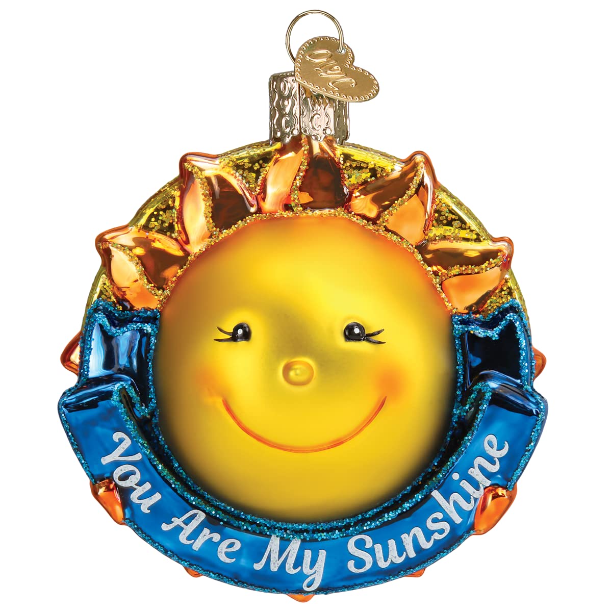Old World Christmas You Are My Sunshine - Adorno de Vidrio soplado para árbol de Navidad, decoración navideña Hecha a Mano, colección de Refranes