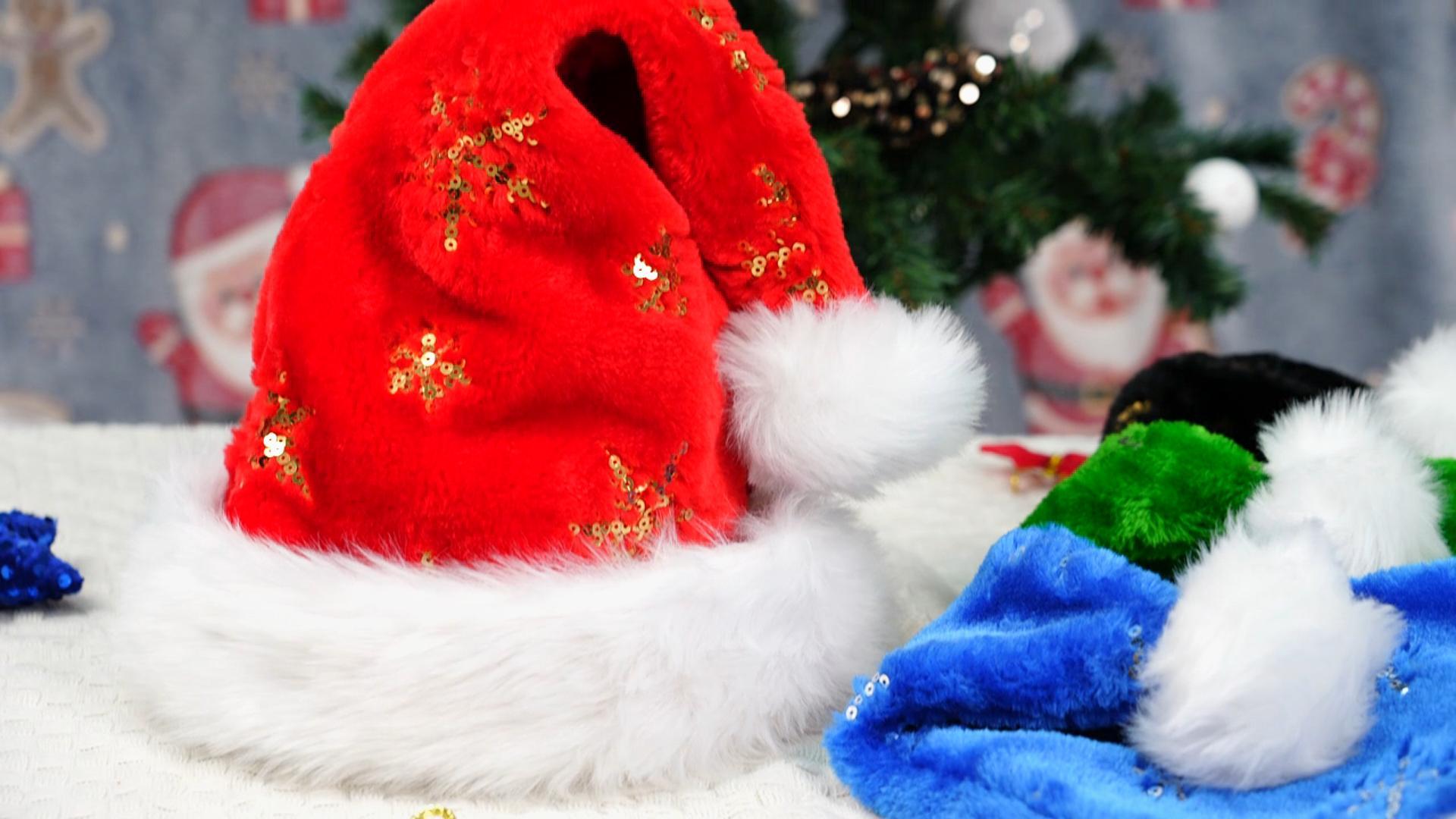CITÉTOILE 2 Stück Plüsch Weihnachtsmützen – Samtmützen Mit Goldenen Sternen Für Erwachsene (Männer & Frauen)