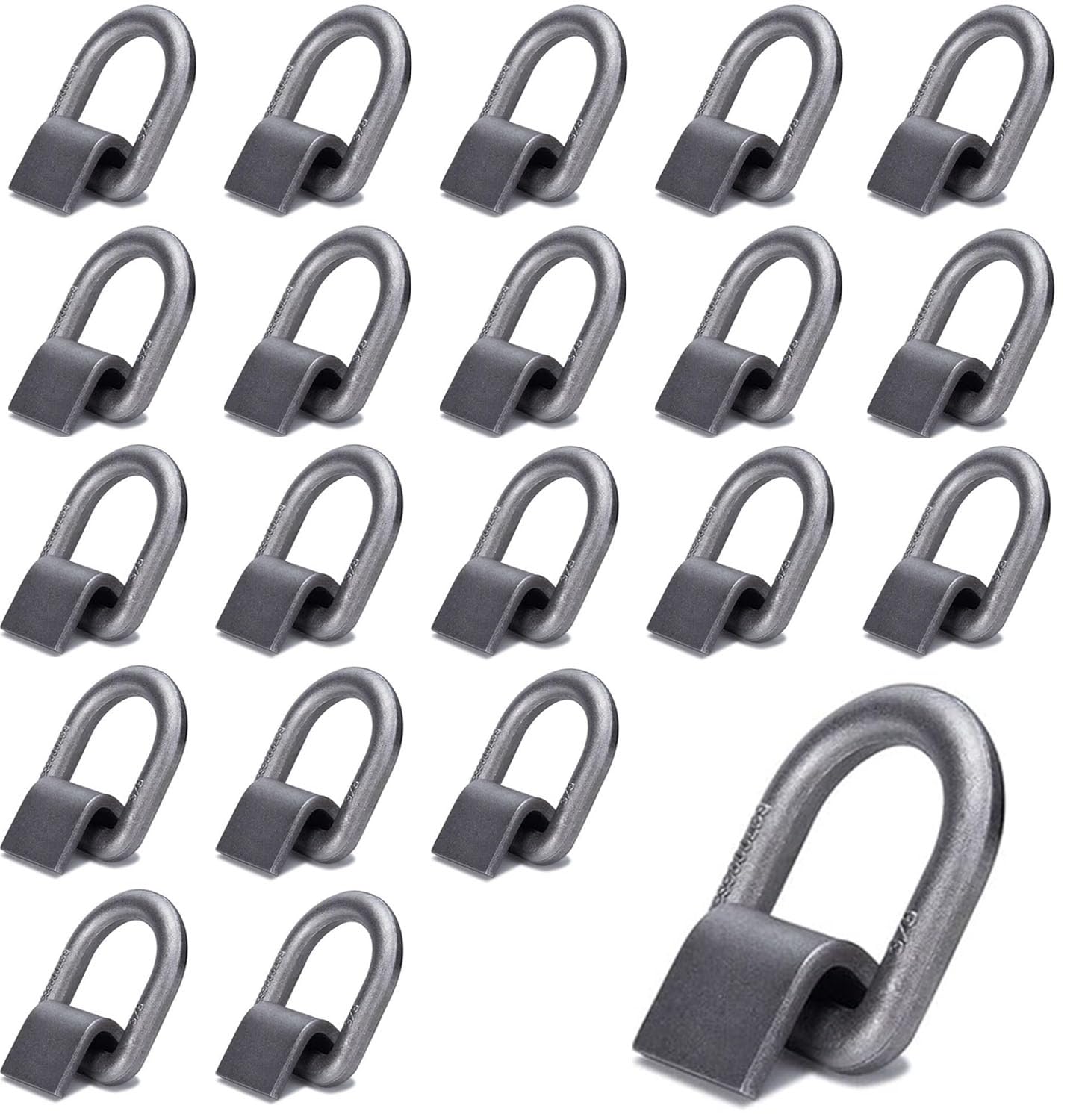 Anello a D forgiato da 3/8" con MBS: 2,3 kg, anello a D con punti di ancoraggio saldati per rimorchi, camion, camper, ATV Tiedown, applicazioni agricole ecc. (confezione da 20)