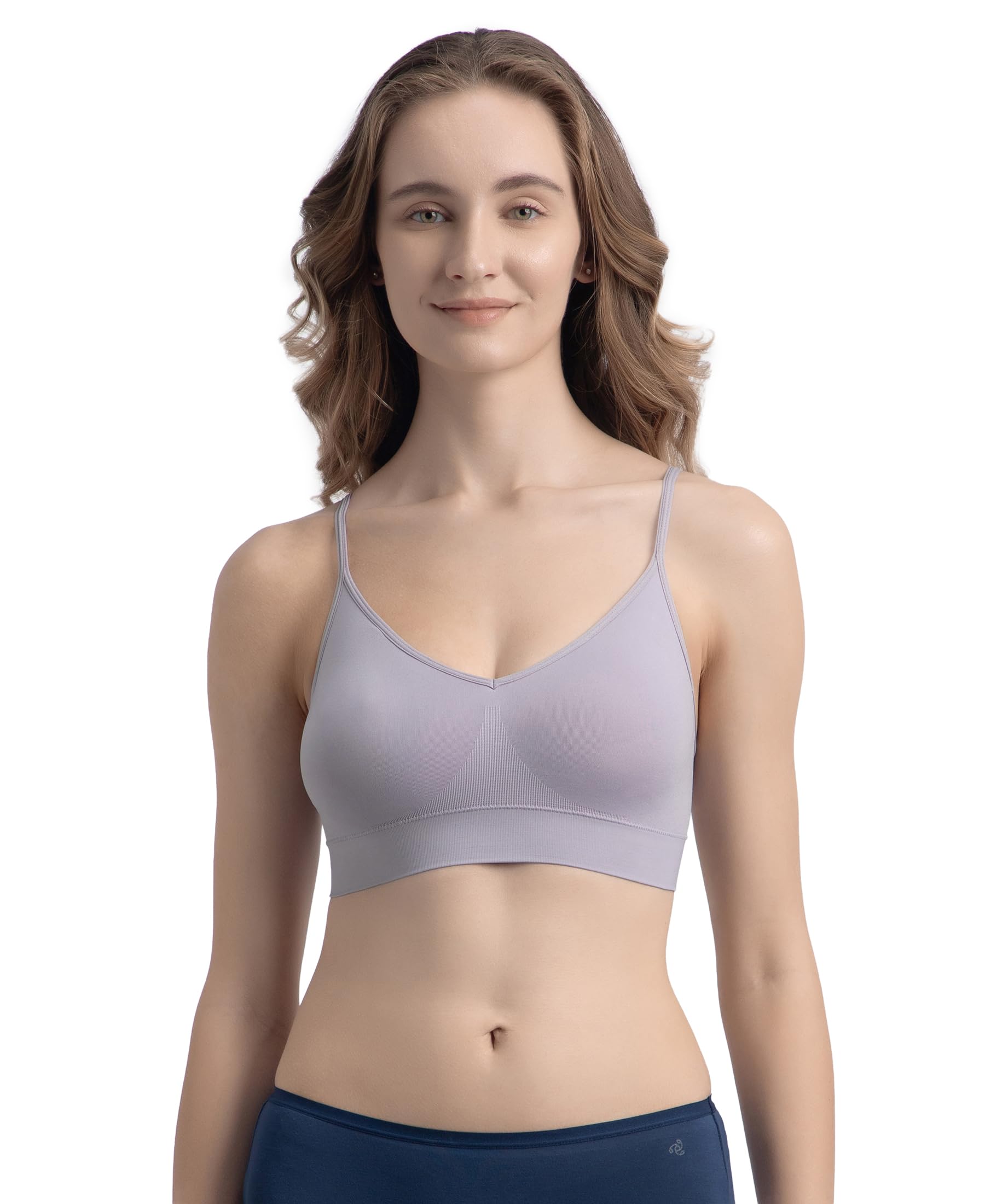 jockey 1546 Women Wirefree Medium Padded Micro Touch Nylon Elastane Stretch Full Coverage Slip-On Lounge Bra with Longline Styling-picture-15