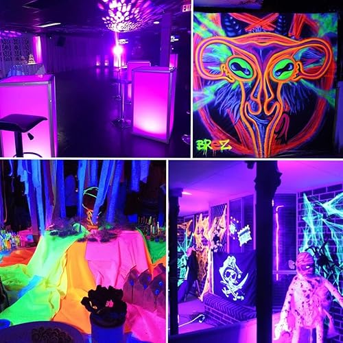 Miniatura 5 de PIZHLO 4 bombillas LED negras de 15 W, BR30 E26, carcasa negra, bombilla LED negra, 385-400 nm, brilla en la oscuridad para fiestas de luz negra,