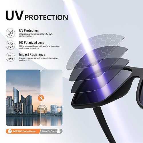 Miniatura 5 de KWHZXGYY Gafas de sol polarizadas para hombre y mujer, color negro, retro, protección UV400 para conducir, pescar, para hombre y mujer