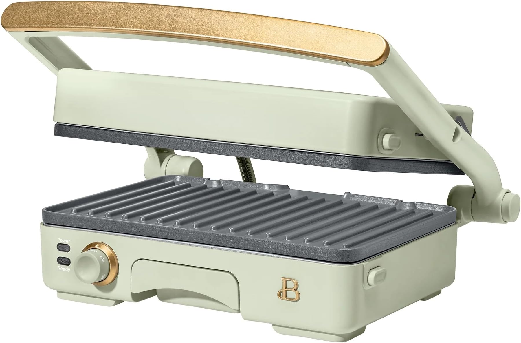 Beautiful 2-in-1 Panini Press & Indoor Grill with Removable Non-Stick Plates, Adjustable Temperature Control, Cool-Touch Handle, PFOA & PFOS-Free, Heats up to 450° - Powerful 1200 Watts (Sage Green)