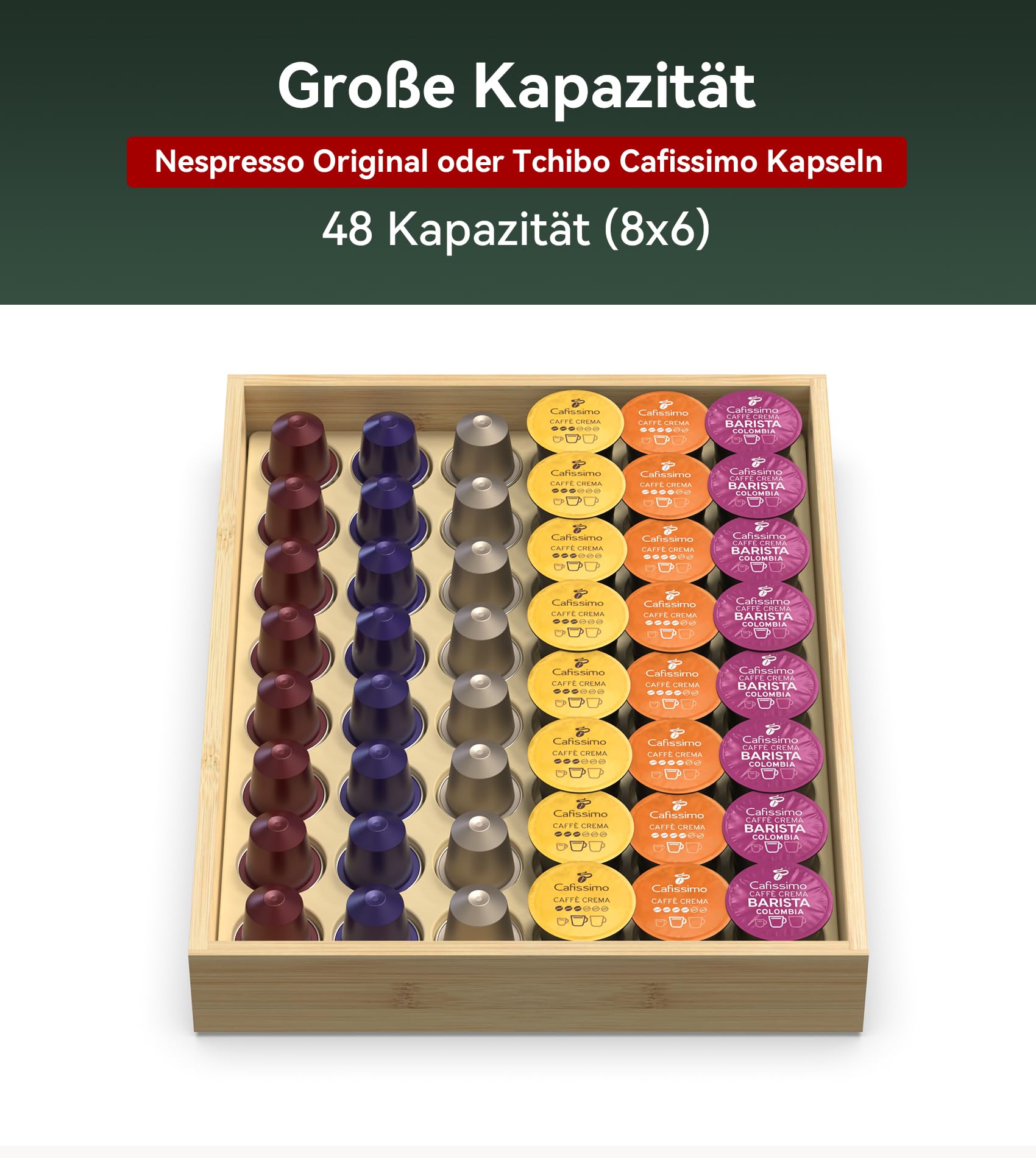 WELL WENG Para cápsulas originales Nespresso – Almacenamiento de cápsulas de café de bambú para cajones (mediano)