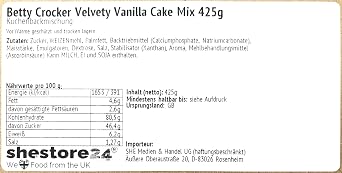 Velvety Vanilla Cake Mix 425g - Imported by Shestore24