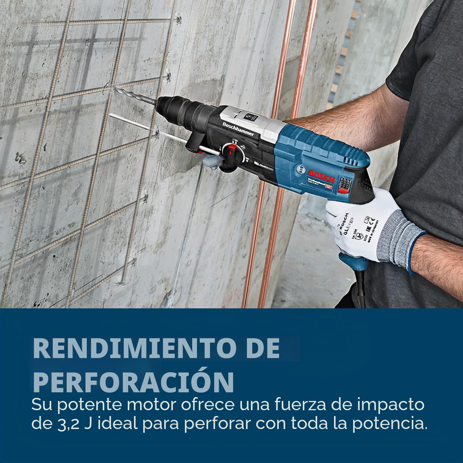 Bosch Professional martillo perforador GBH 2-28 F (potencia 880 W, Ø máx. de perforación en hormigón: 28 mm, incl. set de 6 cinceles, SDS plus, L-Case) - Set exclusivo de Amazon